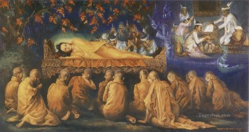 Religious Painting - mahaparinibbana the buddha final passing away for the attainment of the ultimate deliverance Buddhism